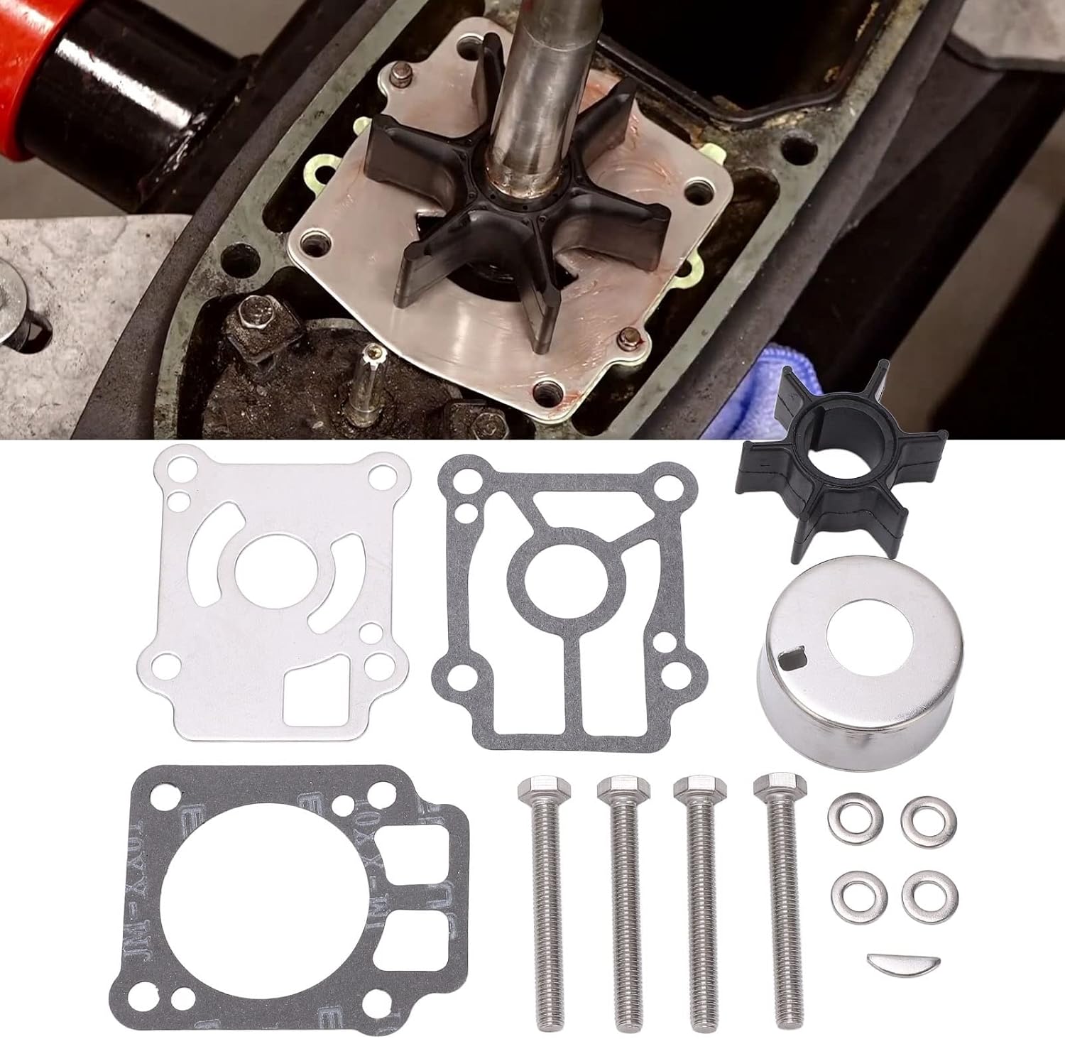 Demeras Repair Kit, Rustproof Outboard Pump Impeller Kit 361 87322 0 14Pcs Direct Replacement for NS40C NS25C3 2 Stroke