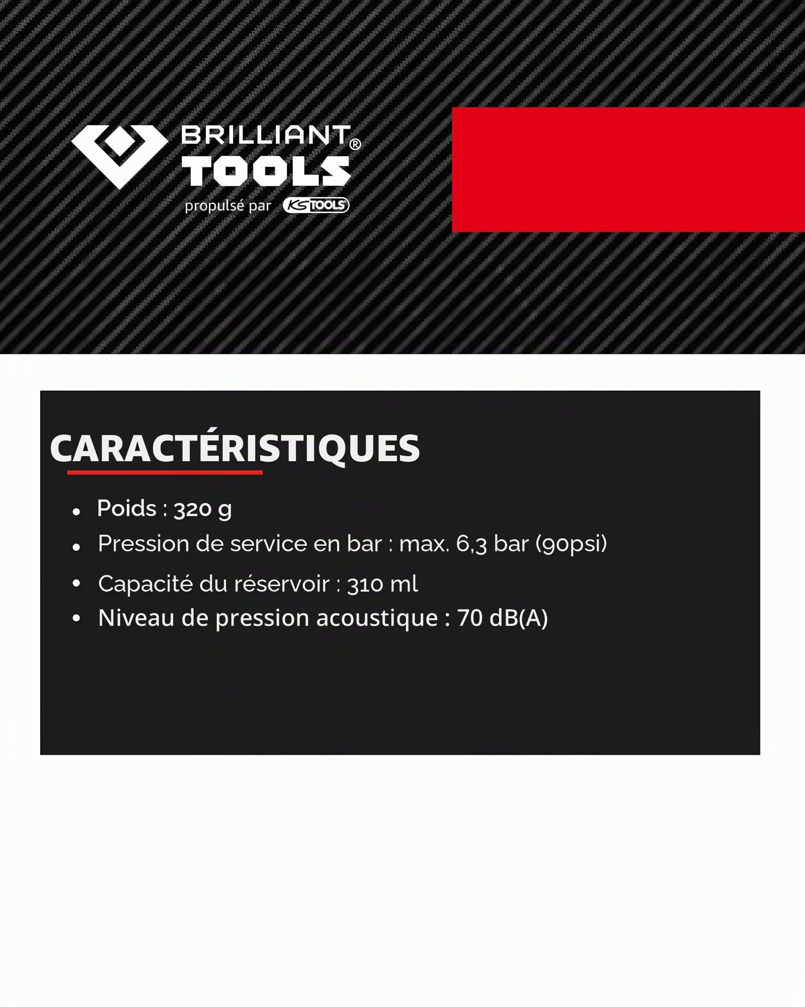BRILLIANT TOOLS BT160705 Mini meuleuse axiale pneumatique, version droite [Powered by KS TOOLS]