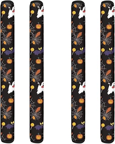 Miniatura 4 de Cubierta de manija de puerta de refrigrador con estampado de calabaza de Halloween para mujeres y hombres, suave 2 piezas para horno microondas y