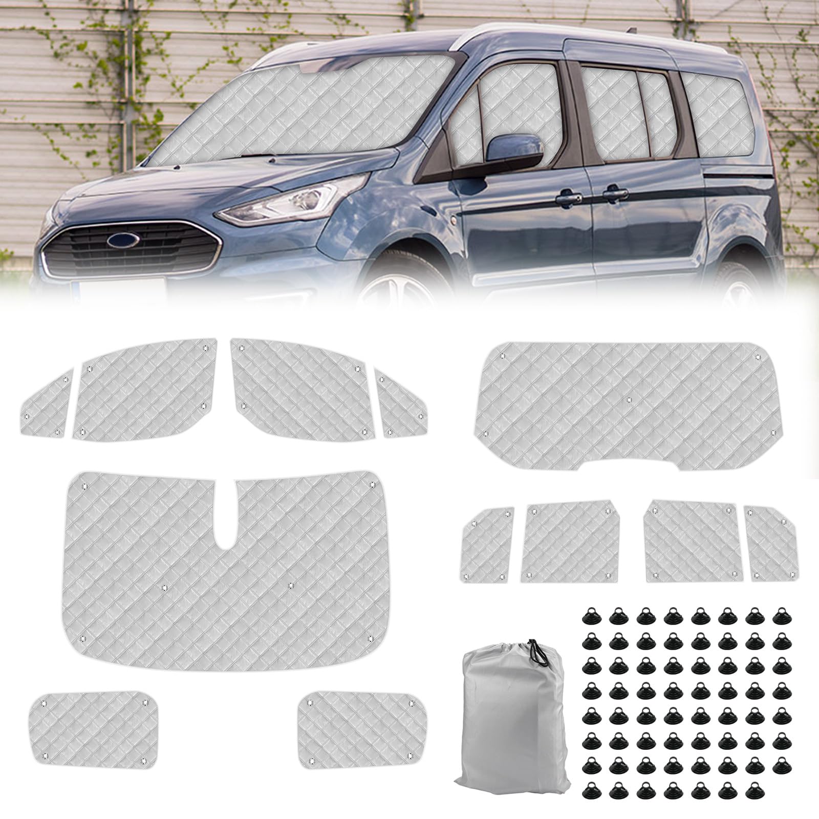 Oscurante Termico Interno per 2012-2022 Ford Tourneo Connect, 12 Pezzi Parasole per Parabrezza Resistenti ai Raggi UV per la Privacy e il Controllo Della Temperatura