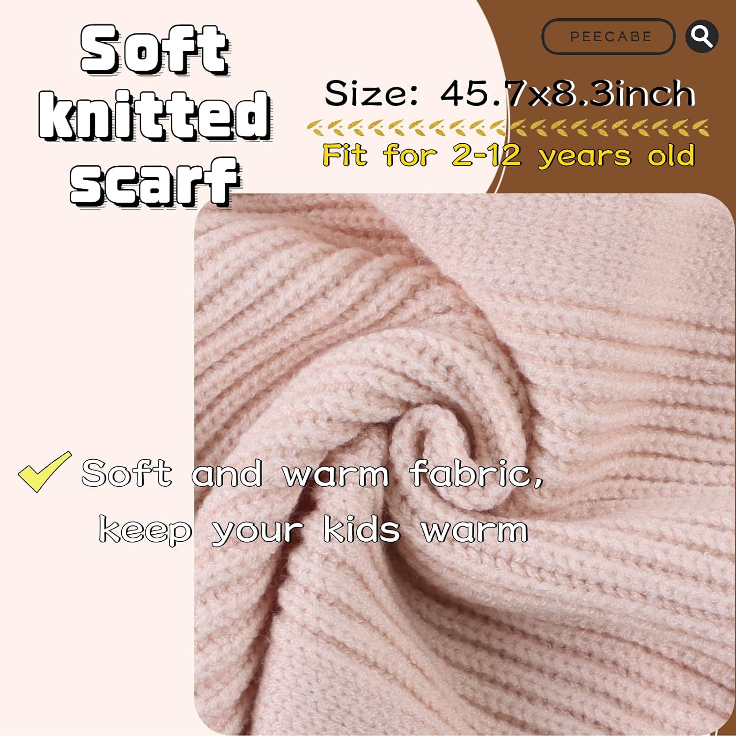 Peecabe Kids Scarf Soft Warm Knit Neck Warmer Winter Classic Scarf for Boys Girls - Image 5