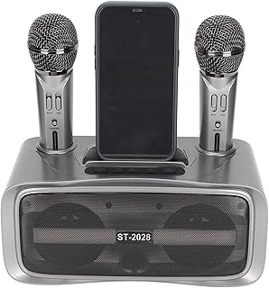 Portable Karaoke Speaker System, Portable Mobile KTV Home Bluetooth Audio Karaoke Machine with 2 Wireless Microphone for Home Party, Meeting, Wedding, Church, Picnic, Outdoor Indoo