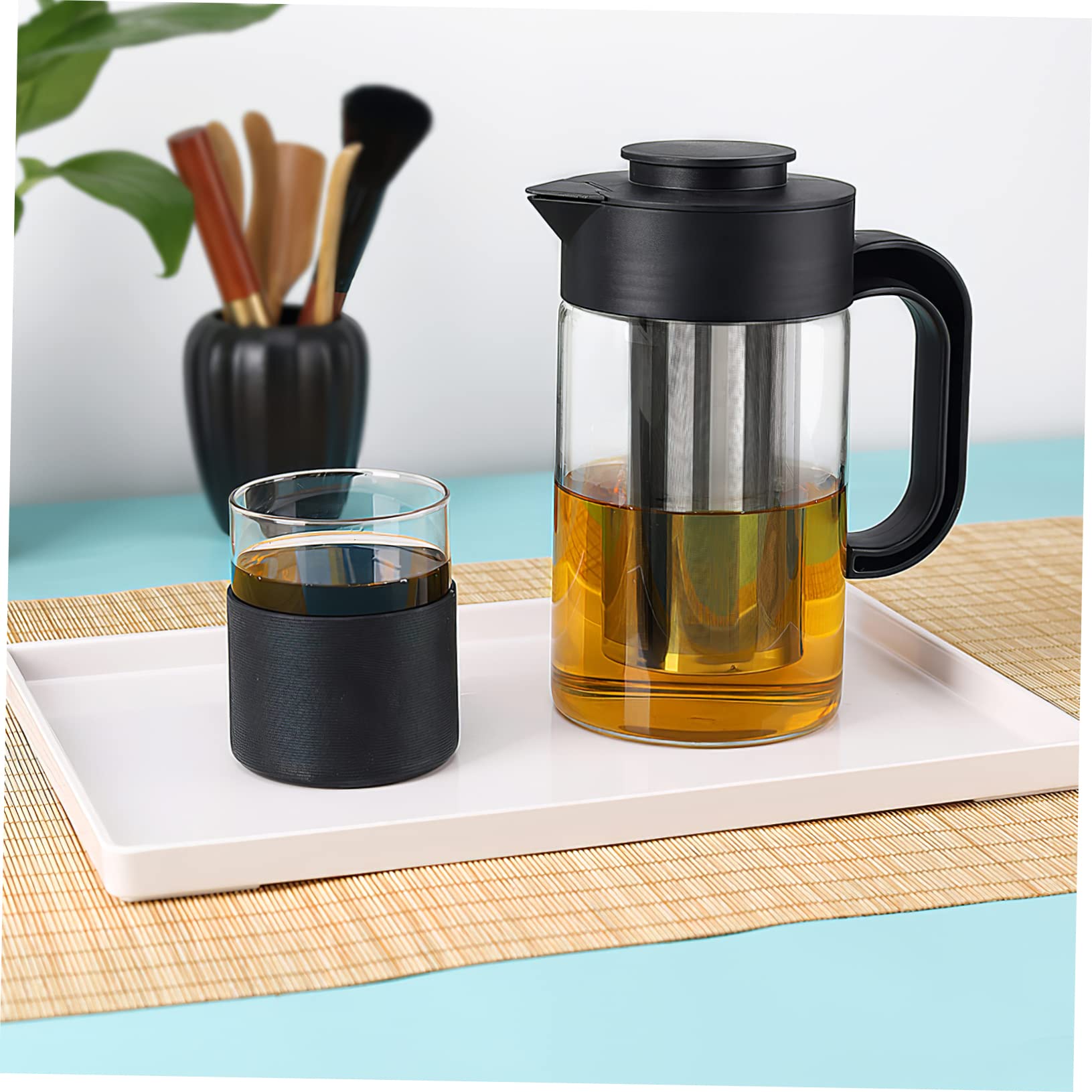 Jarra de Agua de Vidrio Negra 1000ml de Acero Inoxidable