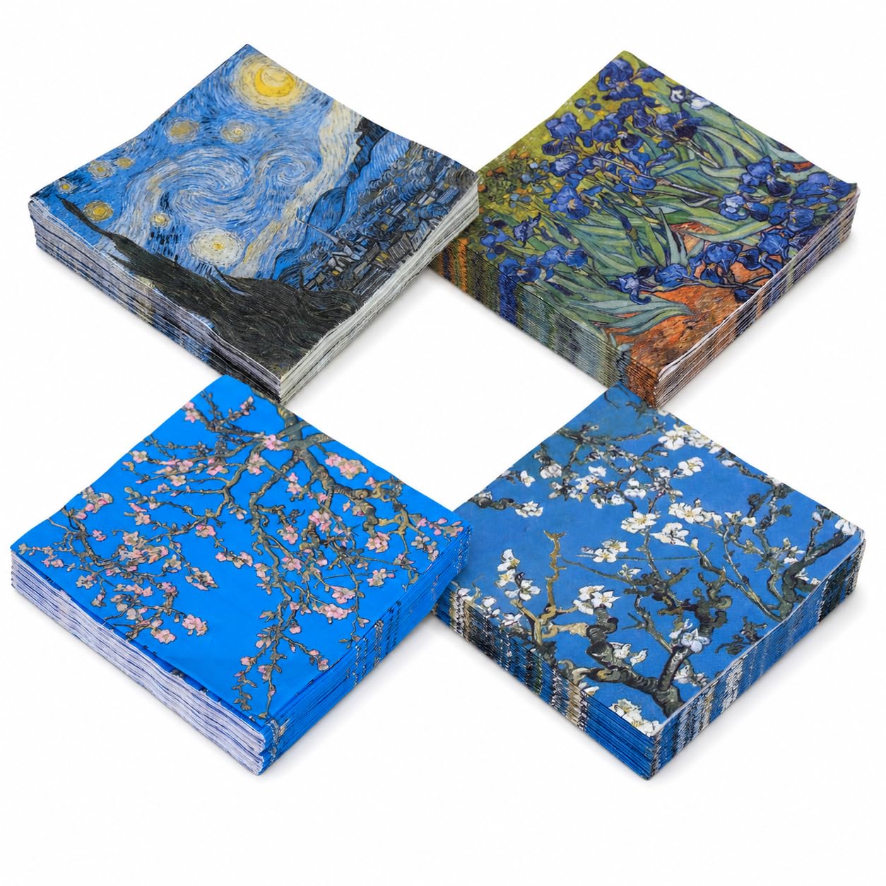 Store2508 Printed Art Inspired 3 Ply Tissue Napkins Pack of 80, 4 Mixed Designs, 33 x 33 cm Unfolded, Decorative Paper Napkins for Dining, Parties, Cafes, General Use & Decoupage Craft (SET A)-picture-22