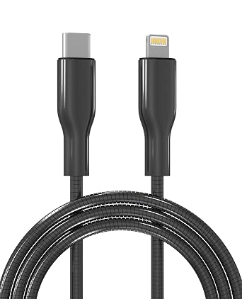سلك شحن iPhone مقاوم للمضغ بطول 6 أقدام - كابل USB C إلى Lightning مضفر معدني معتمد من MFi، سلك شحن iPhone مقاوم للقطط والكلاب مع نقل البيانات لهاتف iPhone 14 13 12 11 X XS XR 8 7 6 5