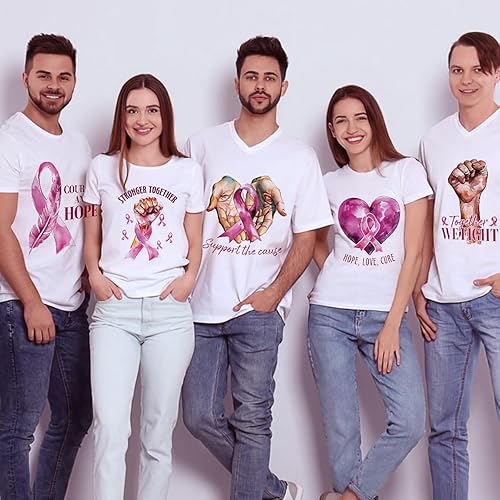Miniatura 6 de 6 parches termoadhesivos para transferencia de concientización sobre el cáncer de mama para camisetas, diseños de cinta rosa, calcomanías para