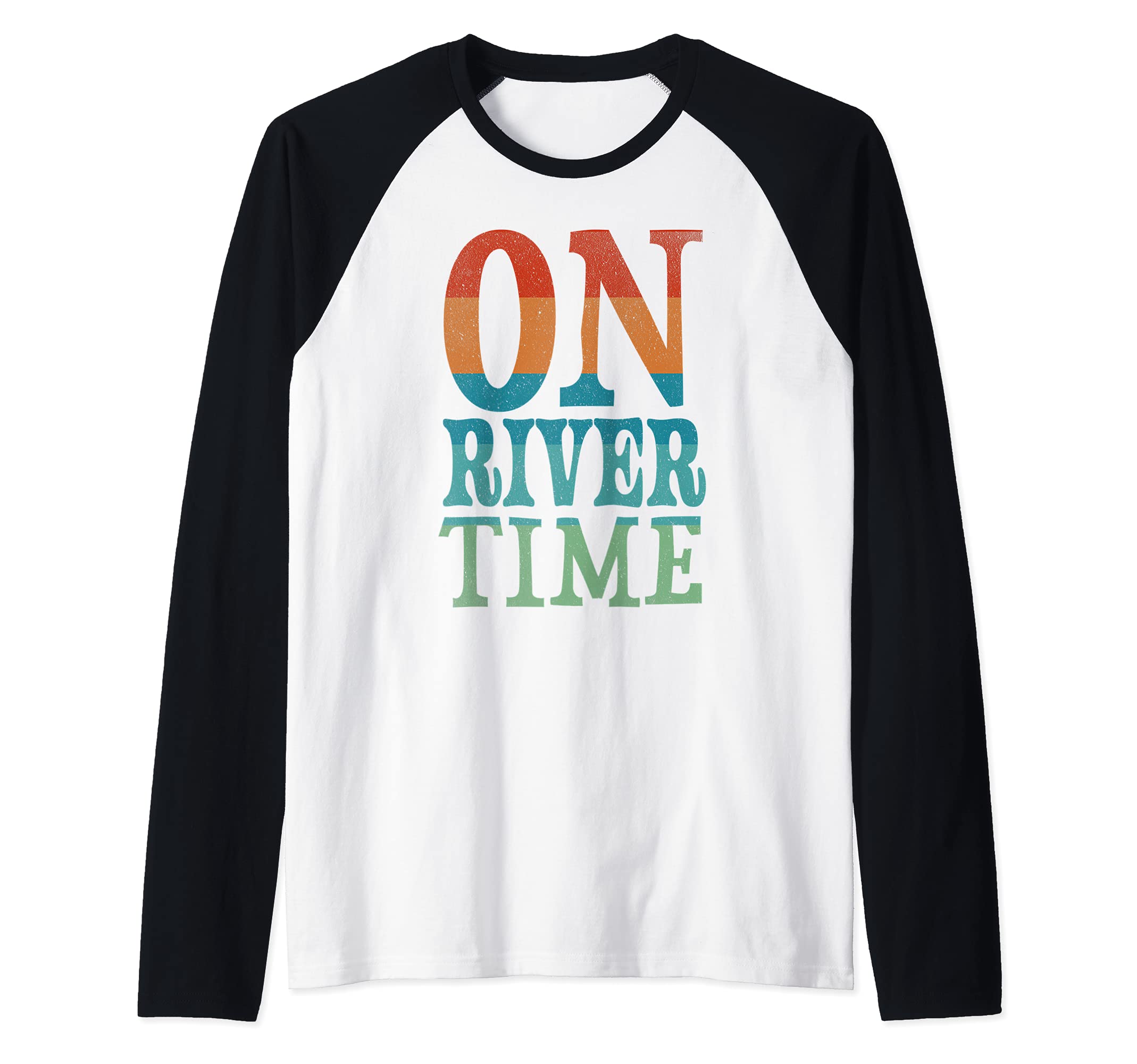 River Sports, Kayaking, Canoeing, On River Time, Cute Summer Raglan Baseball Tee, Black