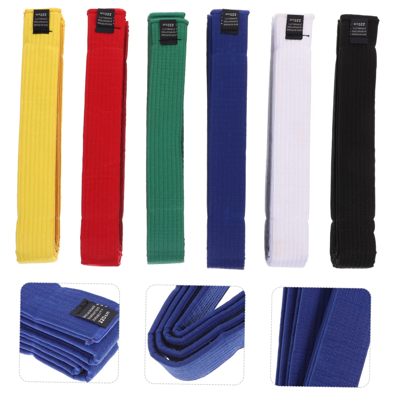 Happyyami Cintura Karate 6 Pezzi in Cotone, Cintura da Arti Marziali | Colori Assortiti, Cuciture Robuste, Resistente All'usura, Facile da Pulire