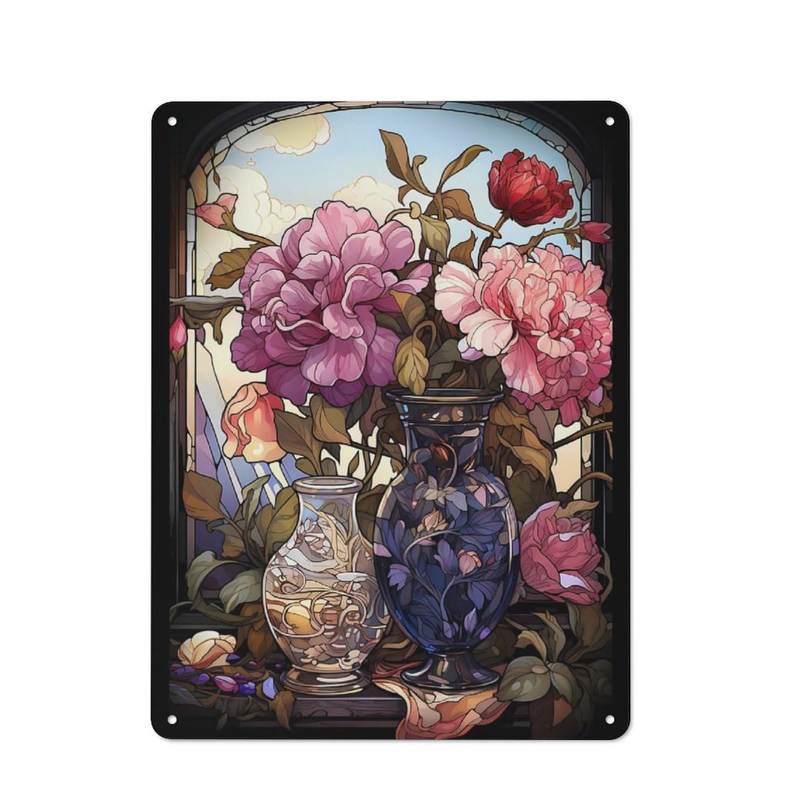 Junmoney Stained Glass Abstract Metal Wall Sign 40X30cm Featuring For Workshop Wall, For Makers And Diy Enthusiasts