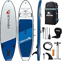 Vista 10 de Abahub SUP inflable, ancho 10 pies 6 pulgadas x 31 pulgadas/34 pulgadas x 10 pies 6 pulgadas, tabla de remo azul con paleta de kayak SUP ajustable