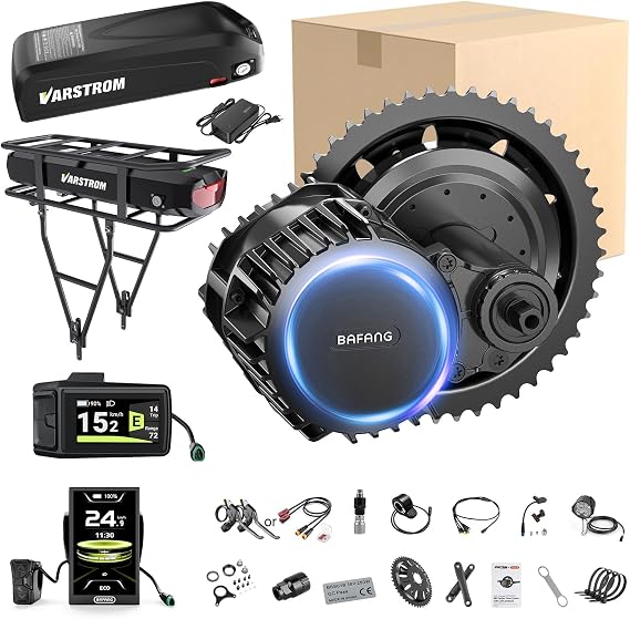 BAFANG BBS02B BBS-HD 36V 48V 52V 500W 750W 1000W Mid Drive Conversion Kit | Ebike Conversion Kit with Optional Battery & LCD Display & Chainring, Electric Bike Kit for MTB City Bicycle