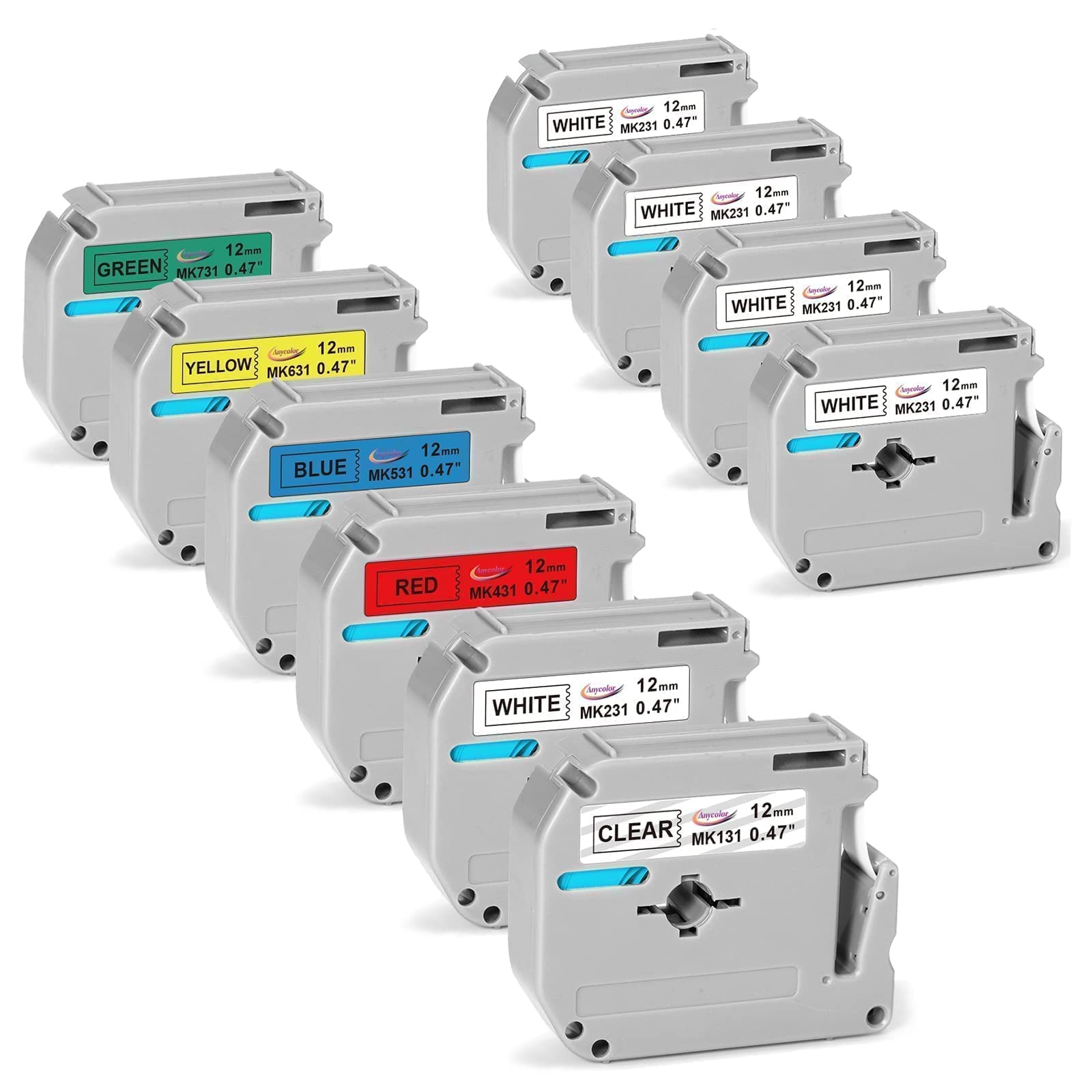 Amazon.com: 5 White+1 Clear+4 Multicolor Compatible Label Tape