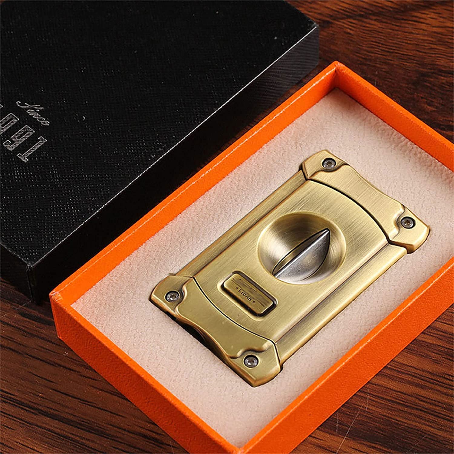 Zigarettenschneider Guillotine, Edelstahl Antike Bronze-Doppelklinge Zigarre-Clippers, Zinklegierung V-Cut-Guillotine, gefallen ist wie Hochzeiten, Weihnachten