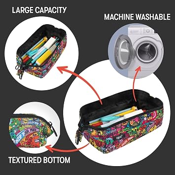 ZIPIT Lenny Pencil Case with Wide Mouth for School Doodles