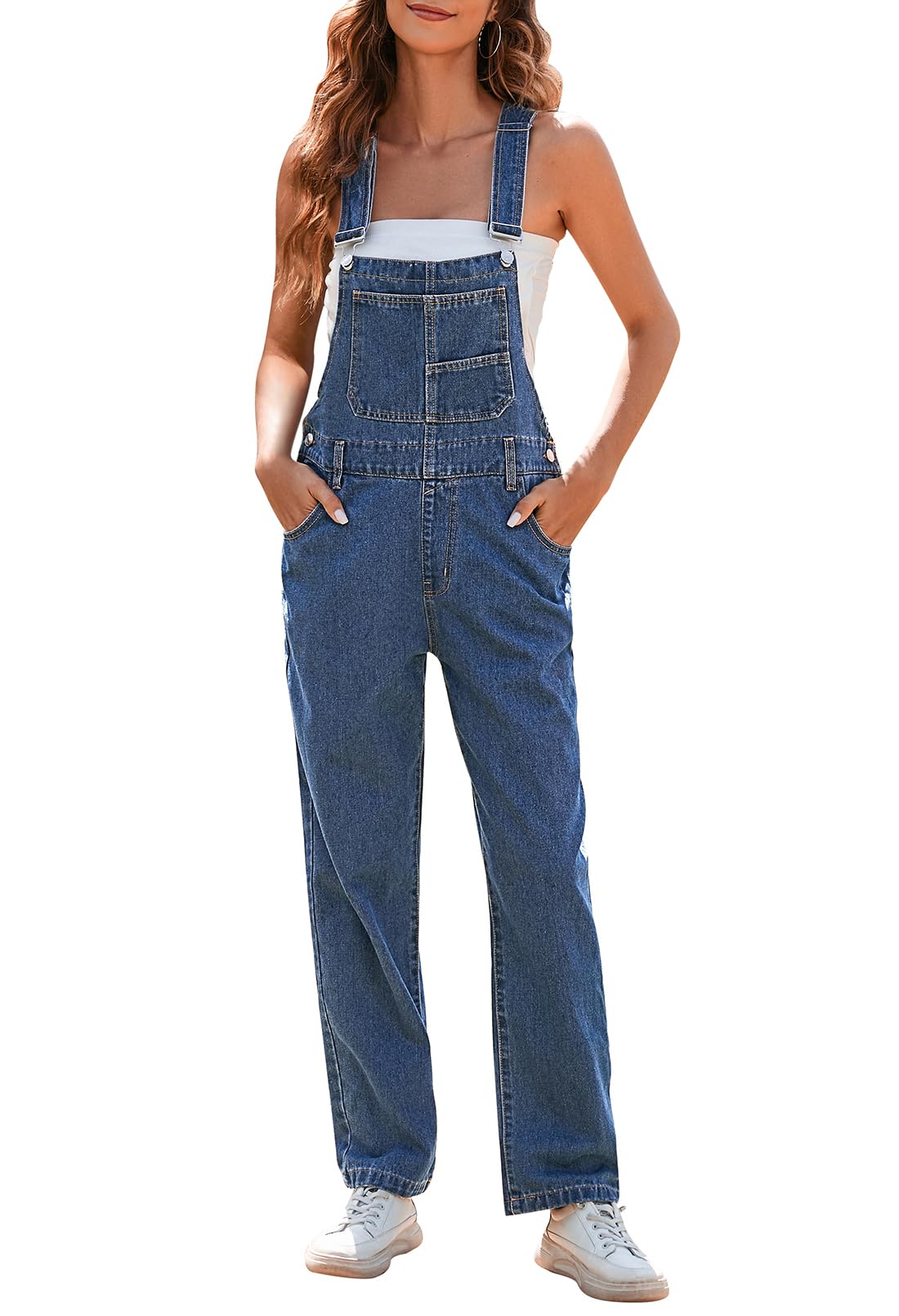 Sovoyontee Damen Latzhose Sommer Lockere Lange Jeans Jumpsuit Bib Overall Mit Trägern