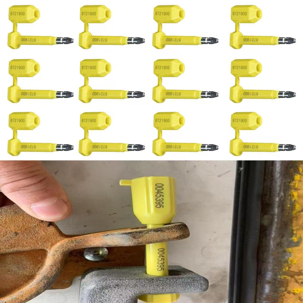 DUEBASS 250 Pcs Bolt Seals Shipping Seal with Print Progressive Numbering for Cargo Containers, Trucks, Trailers, Yellow