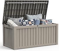 Vista 11 de Mars Villa Caja de almacenamiento para exteriores de 31 galones, contenedor de almacenamiento de resina impermeable, resistente a la intemperie y a
