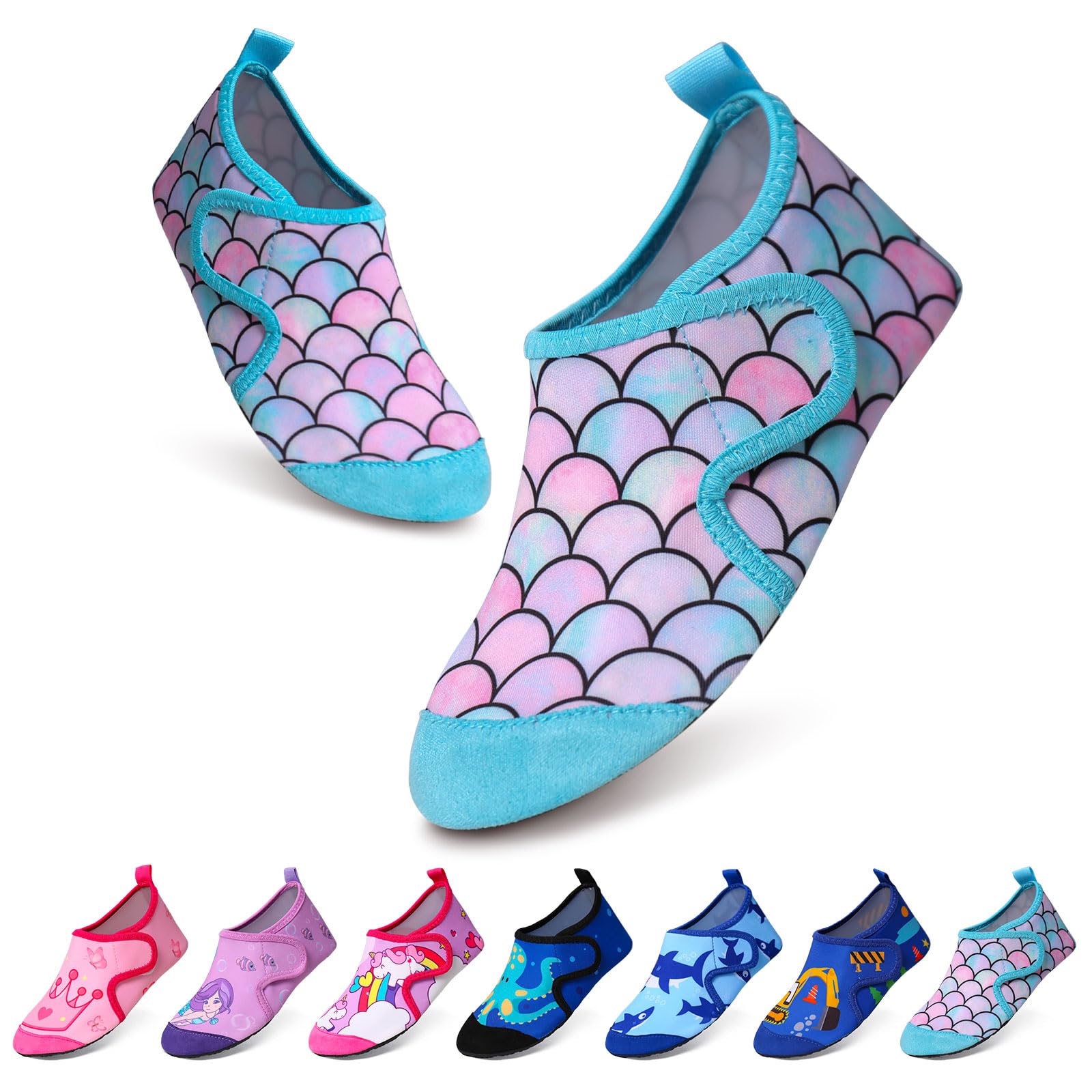 Tolaler Calcetines de Piscina Bebe, Zapatos de Playa para Niños con Suela Gruesa Antideslizante Zapatos de Playa para Niños Flexible Transpirable Secado Rápido Niños Niña 22-35EU