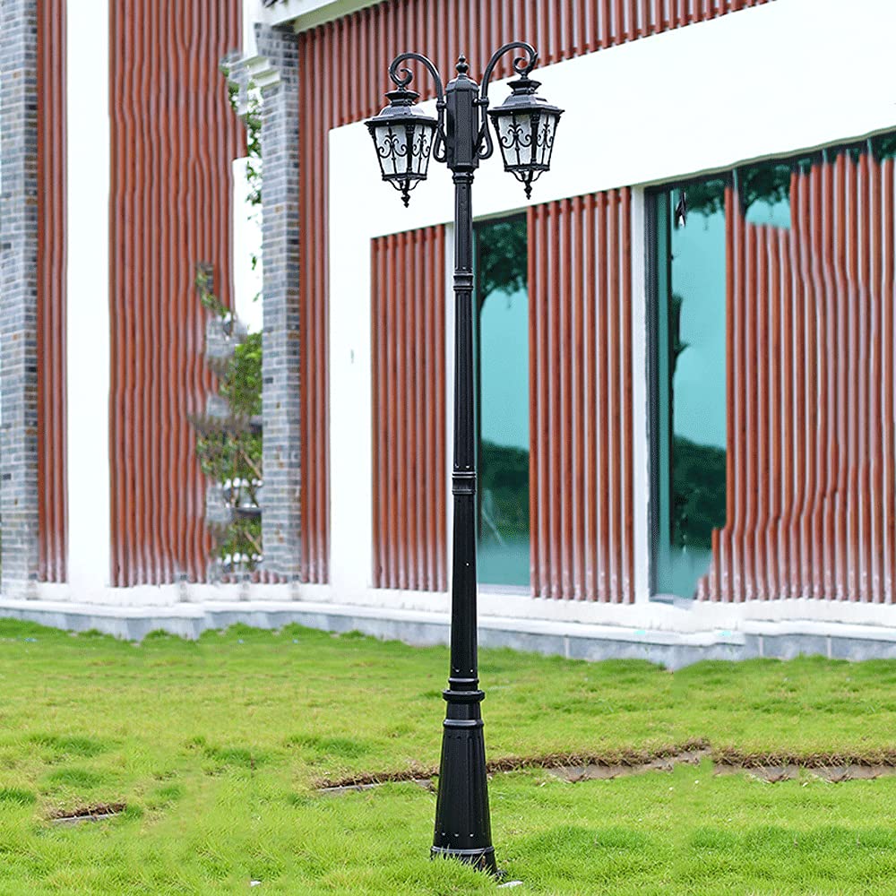 Lampa zewnętrzna w stylu vintage, słup oświetleniowy IP55, wodoodporna, aluminiowa, kolumna oświetleniowa, do podjazdu, ulicy, trawnika, E27, 2 światła, wysoka lampa pod,56265CM