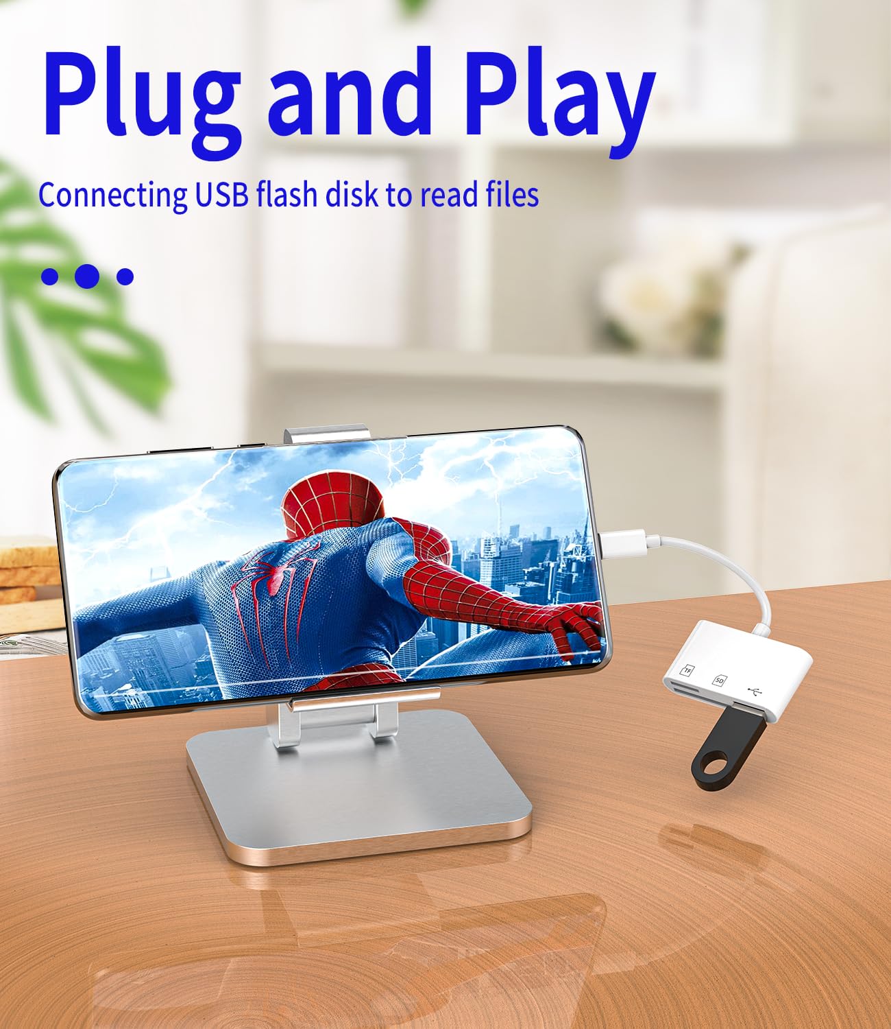 Adattatore USB C(3 in 1)Lettore Schede SD Micro SD per Apple iPhone 16 15 MacBook PC Accessori USB A otg 3.0 Chiavetta Fotocamera Memoria compatibile per Samsung per iPad Macchina Fotografica TF Card