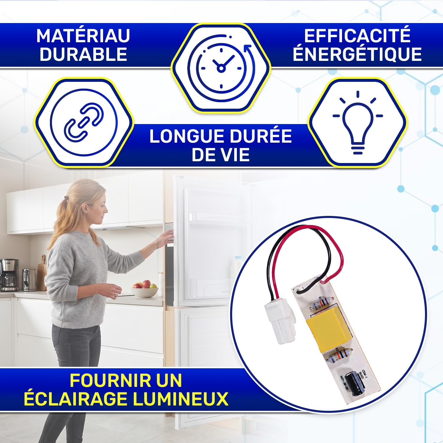 Panneau LED Lumineux pour Frigo Congelateur avec le Code Original 41041487 43009138 49030710 pour Candy pour Hoover - MONTERAL