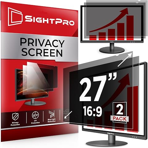 SightPro 27 Inch 16:9 [2 Pack] Computer Privacy Screen Filter for Monitor
