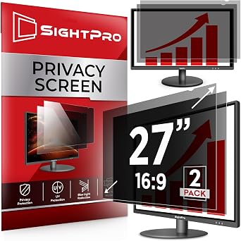 27 Inch 169 [2 Pack] Computer Privacy Screen Filter for Monitor - Privacy Shield and Anti-Glare Protector
