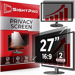 27 Inch 16:9 [2 Pack] Computer Privacy Screen Filter for Monitor - Privacy Shield and Anti-Glare Protector