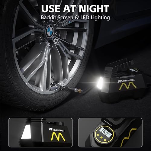 Miniatura 8 de Inflador de neumáticos, compresor de aire portátil, bomba de aire para neumáticos de automóvil, cable de 9.84 pies, bomba automática de 12 V CC con