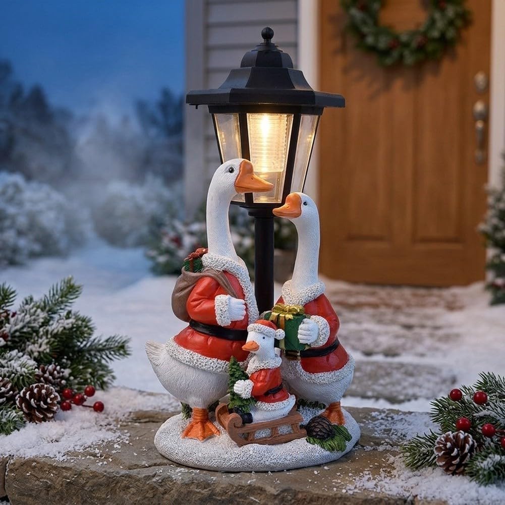 Fauhapyway Statua Oca Natale per solare Intemperie Statua Oca Natale per