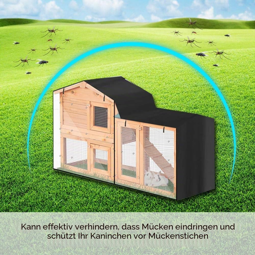 Abdeckung für Kaninchenstall, strapazierfähig doppelschichtig thermischer Stall mit spitzem Fenster, Abdeckung für Kaninchenstall - 180 cm L x 52 cm B x 86 cm H