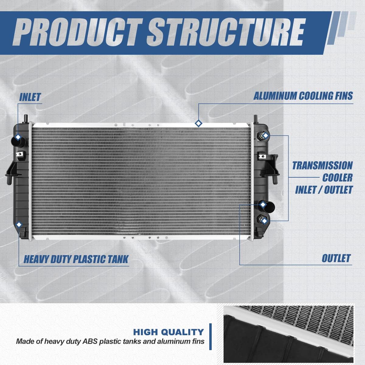 Auto Dynasty Radiator Compatible with 2009-2011 Buick Lucerne 3.9L, DPI 13267 Factory Style 1-Row Cooling Radiator, Aluminum Core
