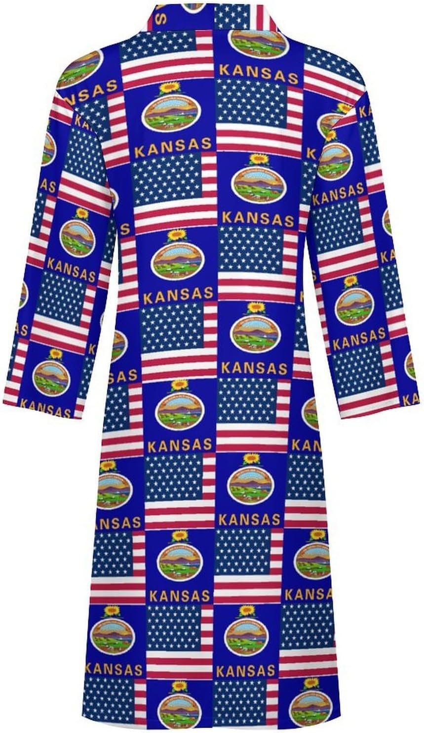 Flag of Usa And Kansas Mens Robe Long Bathrobe for Women Bath Robes Lightweight Soft Printed Sleepwear