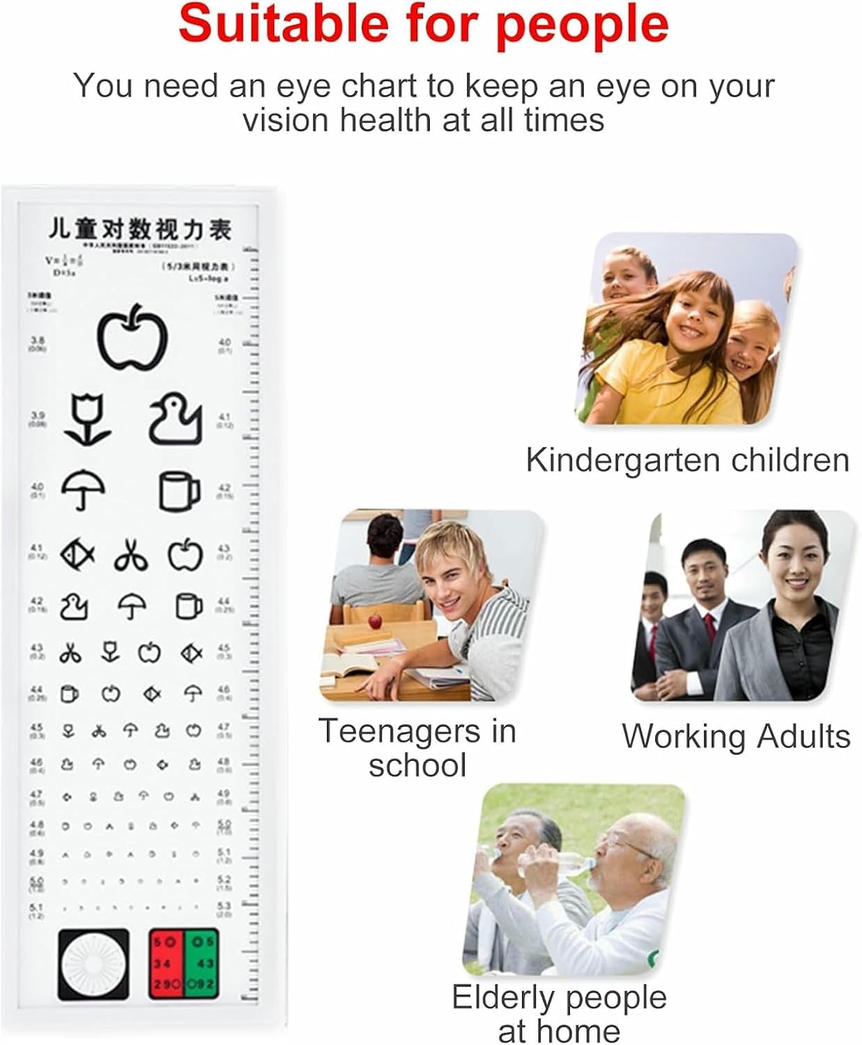 Eye Chart Light Box，LED Eye Vision Chart, Visual Testing Chart, Lighting Evenly with Color Signs, for Clinics, Schools, Family, Optical Shops, Hospitals