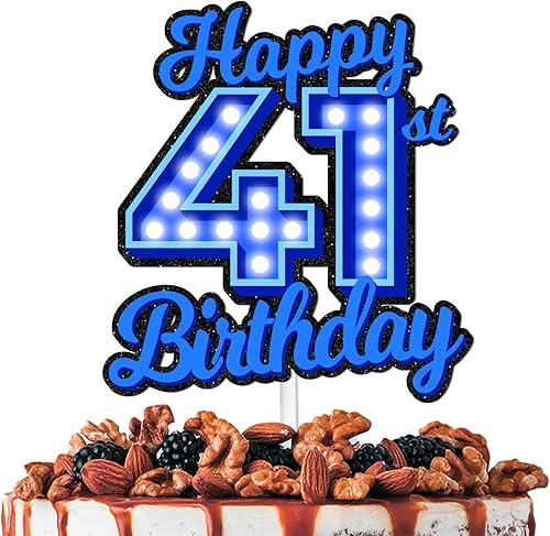 Miniatura 64 de Blue Glitter Happy Birthday 15th Cake Topper Let’s Glow Crazy Party Theme Decoration Supplies Boys Girls Happy Birthday 15 Anniversary Party Decor