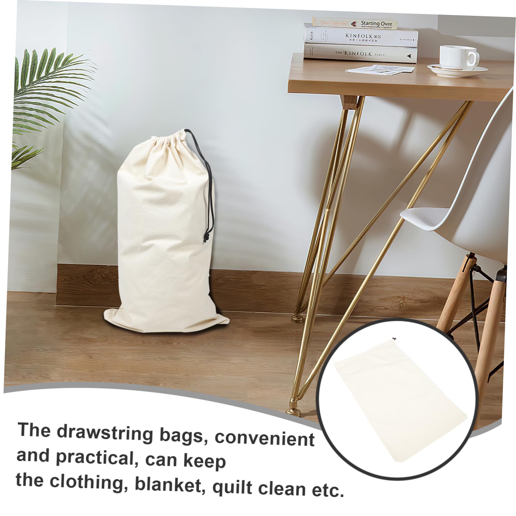 iplusmile 2 Stück Wäschesäcke für Waschmaschine aus Canvas Großer Beutel mit Kordelzug Robust und Praktisch für Kleidung und Decken Reisen