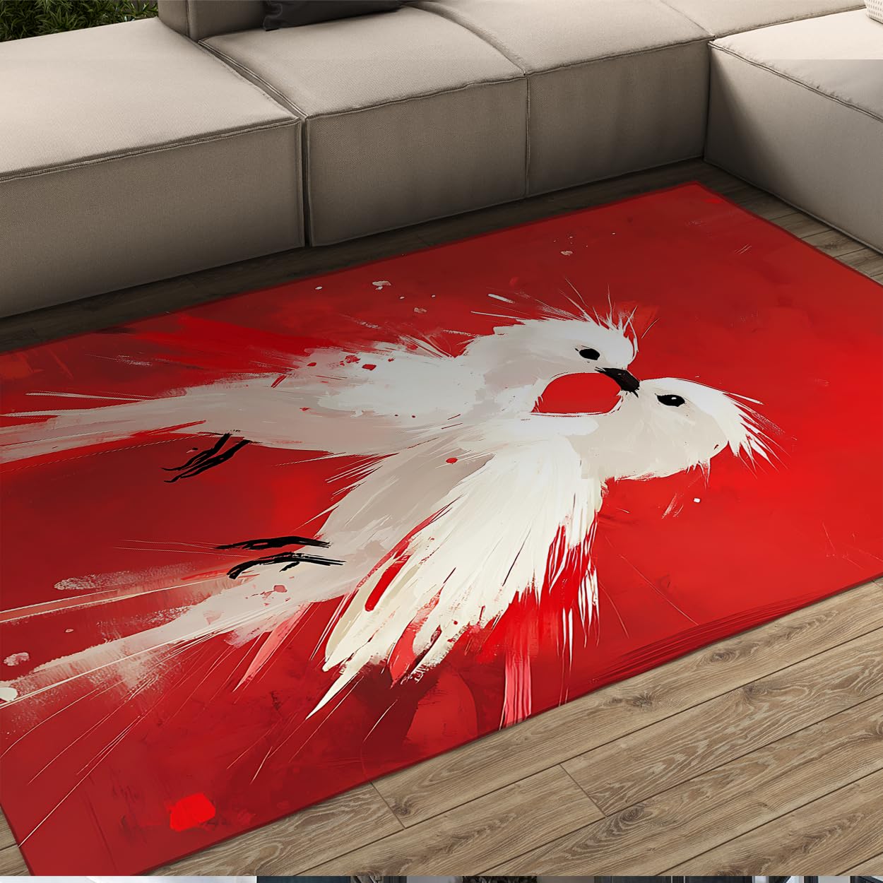 Tapis minimaliste d'inséparables lavable pour réveiller l'ambiance du salon