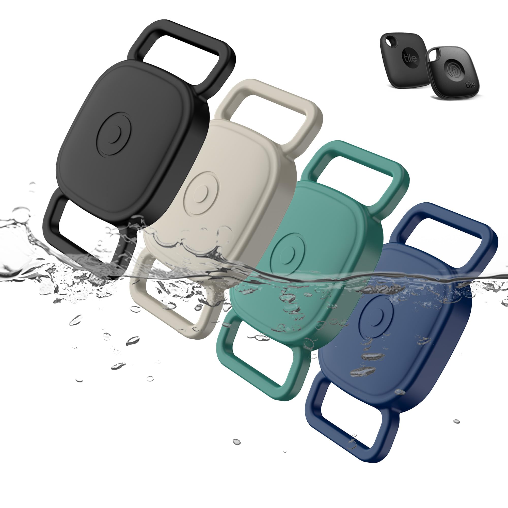 [4Pack] Dog Collar Holder for Tile Mate 2024/2022, Waterproof Anti Lost Protective Case Compatile with Mate Tile Tracker for Cat Pet Necklace,Soft