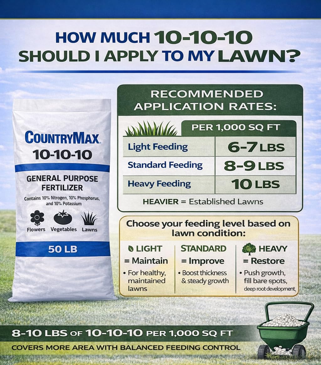 10-10-10 General All Purpose Fertilizer for Flowers and Vegetable Beds - Raised Garden Beds - Safe for Fruits, Lawns, Grass - Promotes Soil Heath and Growth (10 Pounds)