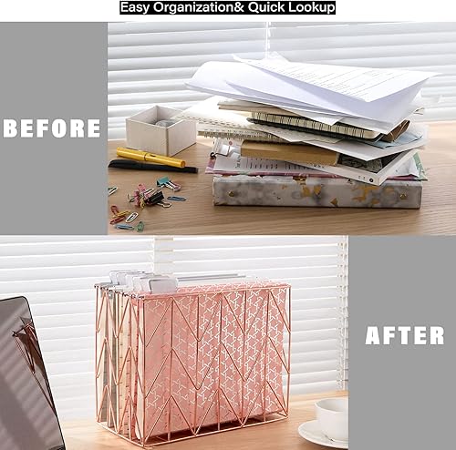 Miniatura 2 de Y YOMA Paquete de 6 carpetas decorativas colgantes tamaño carta, bonito organizador de carpetas colgantes para archivador, oficina, hogar,