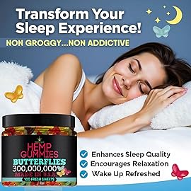 Healthergize Hemp Gummies Premium-Delicious Butterflies Gummy Bears-Fresh Fruity Flavors-Natural Candy Peace and Relaxation-for Sleep, Calm, Relax-Made in USA-100 Count