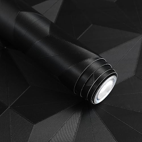 Miniatura 75 de 0001 - Papel tapiz negro autoadhesivo, textura de cocodrilo en relieve, fácil de despegar, papel adhesivo extraíble, para armario y dormitorio, 15.7