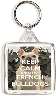 Keep Calm and Love French Bulldogs - Square Keyring