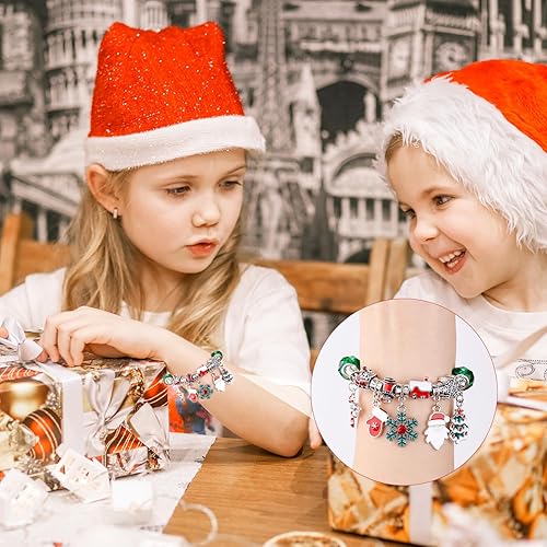 Miniatura 6 de Juego de 24 pulseras de calendario de Adviento de Navidad 2023 para calendario de Adviento de cuenta regresiva, pulseras con dijes de 24 días, 22