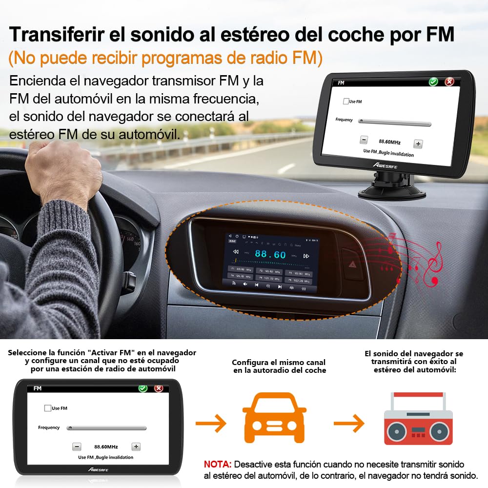 AWESAFE 9'' Pantalla Navegador GPS Off Road con Bluetooth para Coches/Camiones/Autocaravana/Caravana/Autobús/Furgoneta/Truck, con Mapas Europeos de 48 Países, Actualizaciones Gratuitas de por Vida