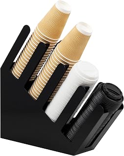 Mind Reader 4-Compartment Cup & Lid Dispenser - Countertop Coffee Bar Organizer for Kitchen, Office, Black