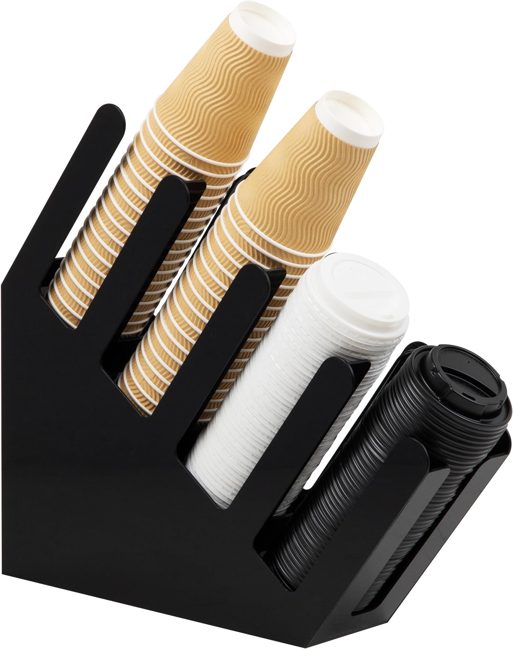 Mind Reader Cup and Lid Dispenser, Countertop Org, Coffee Bar, Beverage Cup, Kitchen, Breakroom, Black