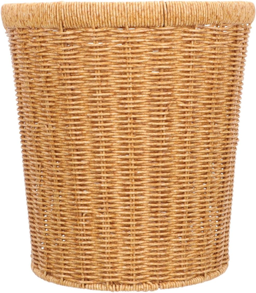 Alipis Imitated Rattan Woven Basket Home Storage Basket for Fruits Sundries Rustic Trash Can Natural Look