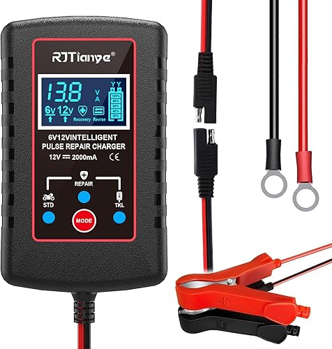 Miniatura 1 de B-Qtech Cargador de batería de coche de 2 amperios actualizado de 6 V12 V inteligente totalmente automático de 3 modos de cargador de batería,