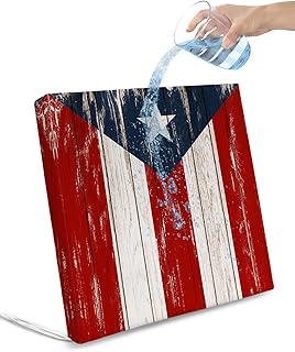 Outdoor Cushion Cover 4 Pack,Retro Puerto Rico Flag Patio Furniture Cushion Covers Replacement Waterproof Couch Sofa Seat Covers,Rustic Wooden Texture Chairs Protector Slipcovers